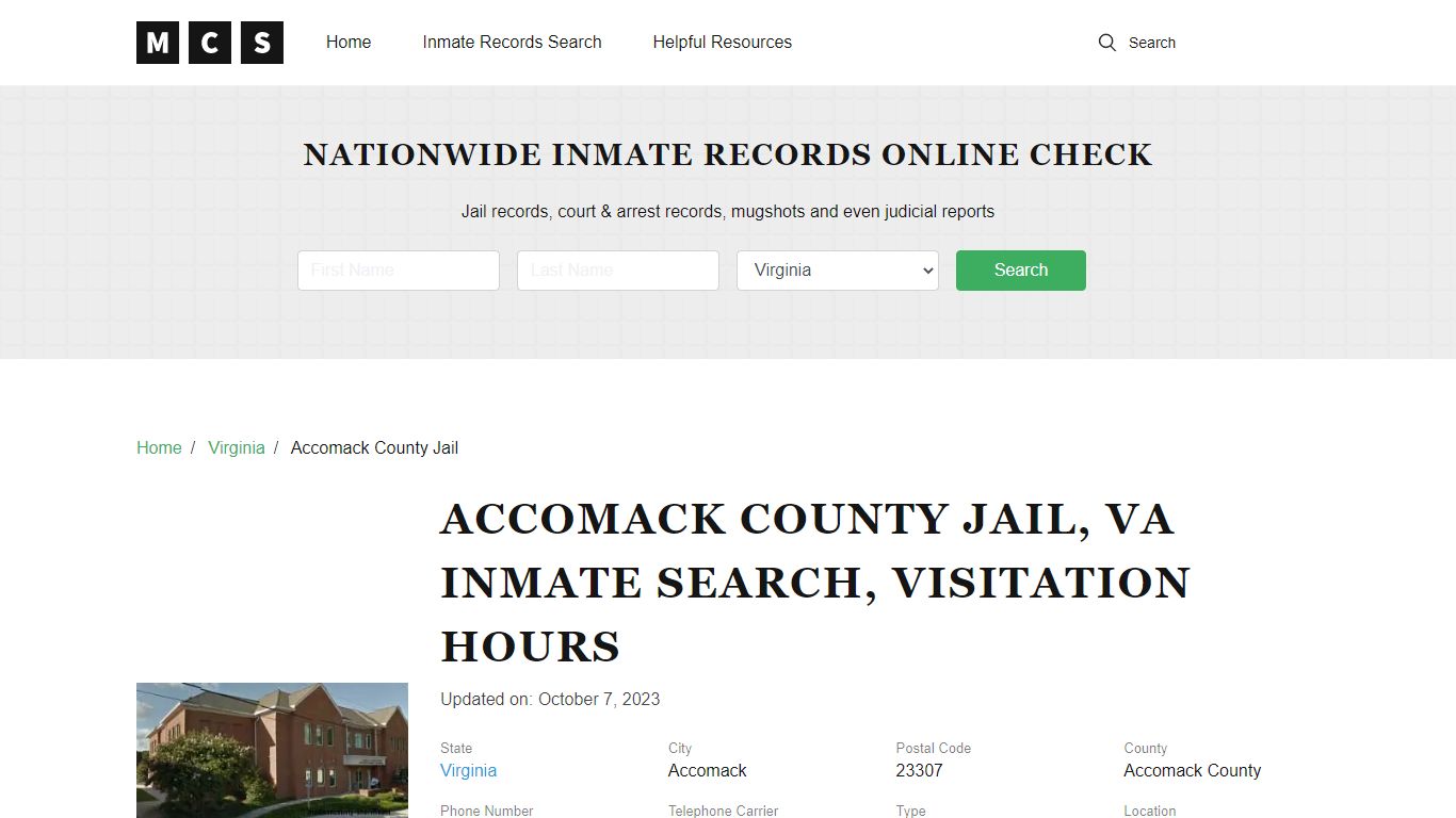 Accomack County, VA Jail Inmates Search, Visitation Rules